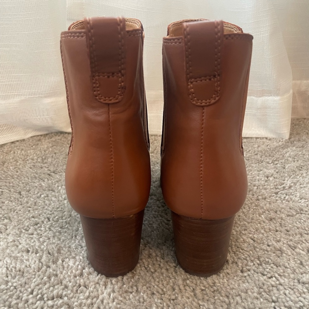 New J Crew "Rory" Leather Camel Brown Booties - 10 - Picture 5 of 8